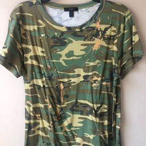 J-crew camo tshirt with gold splatter